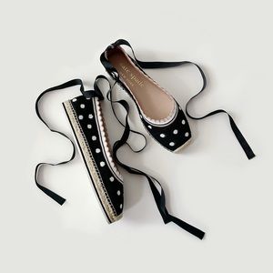 Kate Spade | Knottingham Dots Knit Espadrilles Flats, Black | Used Once